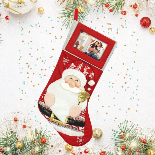 Calza natalizia con Babbo Natale personalizzata (stampa della foto inclusa)