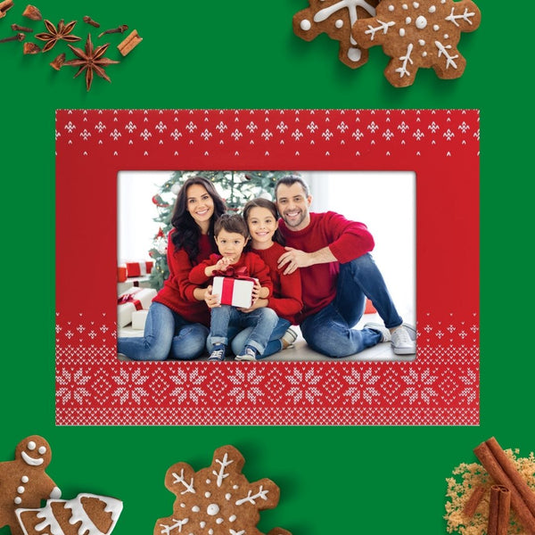 Cornice in legno rossa con decorazioni buanche - Natale (stampa della foto inclusa)