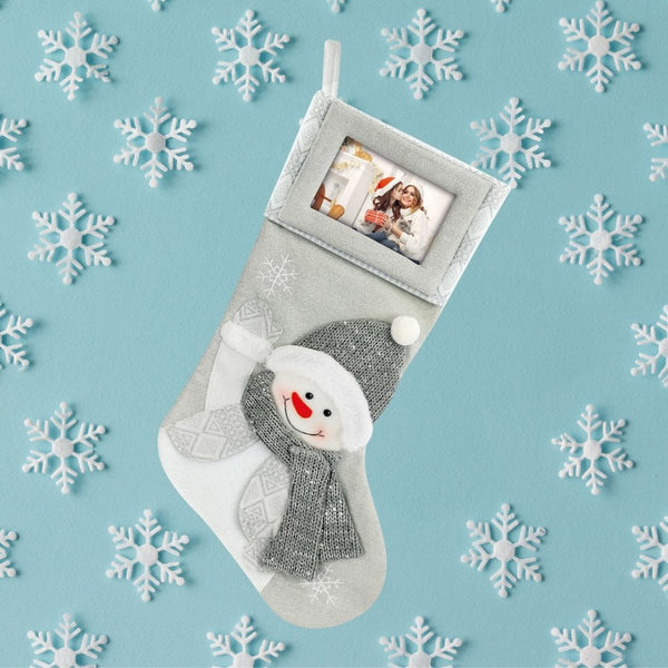 Calza natalizia con pupazzo di neve personalizzata (stampa della foto inclusa)